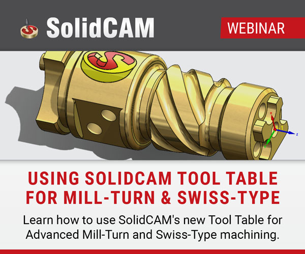 SolidCAM tool table for turn-mill and Swiss-type machines